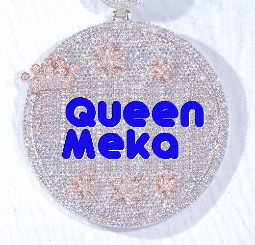 CUSTOM LETTER NECKLACE 3D BIG CROWN DISC