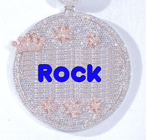 CUSTOM LETTER NECKLACE 3D BIG CROWN DISC