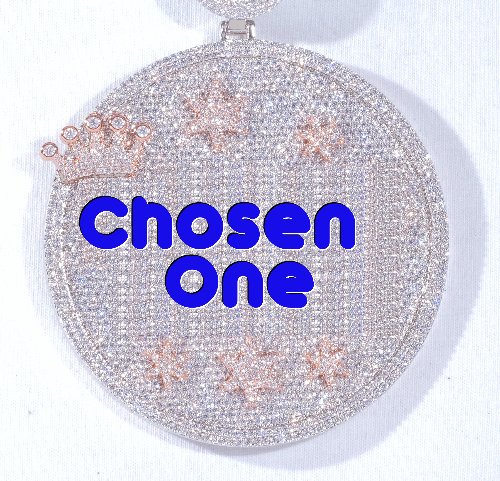 CUSTOM LETTER NECKLACE 3D BIG CROWN DISC