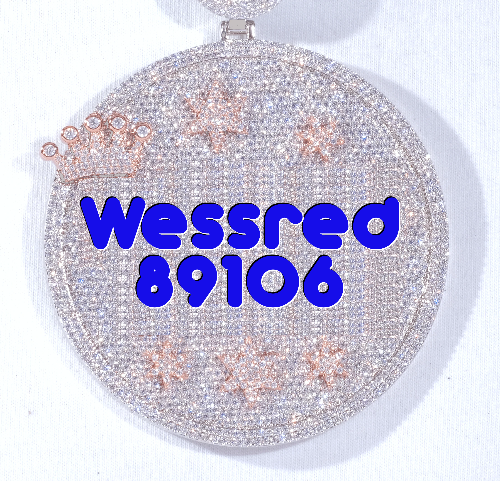 CUSTOM LETTER NECKLACE 3D BIG CROWN DISC