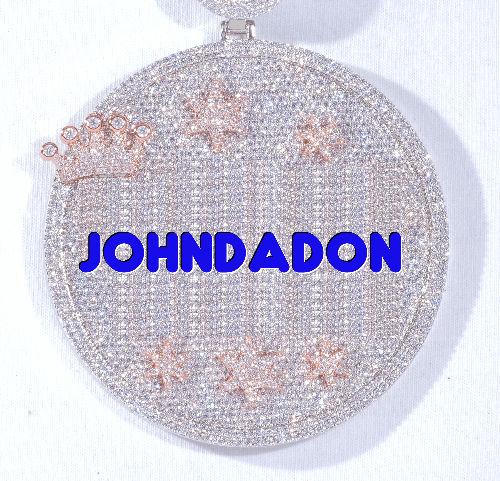 CUSTOM LETTER NECKLACE 3D BIG CROWN DISC