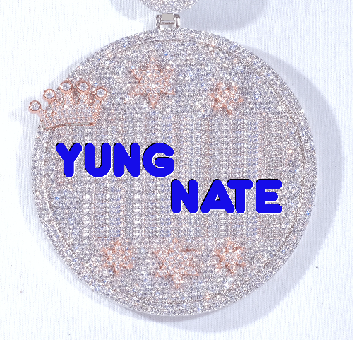 CUSTOM LETTER NECKLACE 3D BIG CROWN DISC