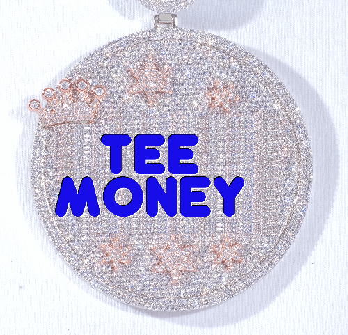 CUSTOM LETTER NECKLACE 3D BIG CROWN DISC