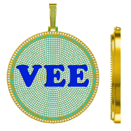 CUSTOM LETTER NECKLACE 3D BIG DISC