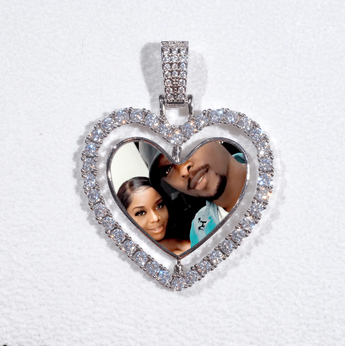 3D Spinning 2-Faced Heart Custom Picture Pendant