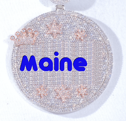 CUSTOM LETTER NECKLACE 3D BIG CROWN DISC