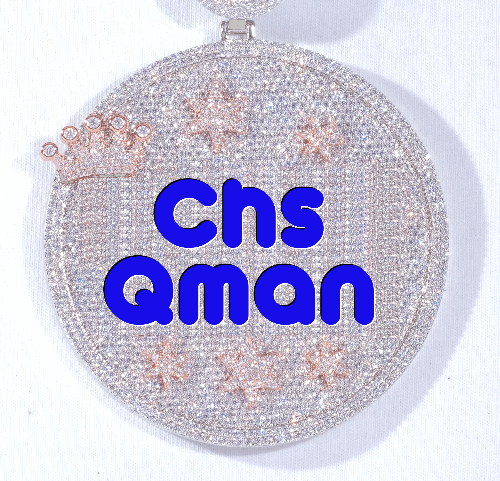 CUSTOM LETTER NECKLACE 3D BIG CROWN DISC
