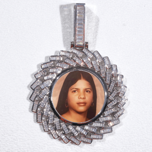Large 3D Baguette Custom Picture Pendant