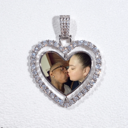 3D Spinning 2-Faced Heart Custom Picture Pendant