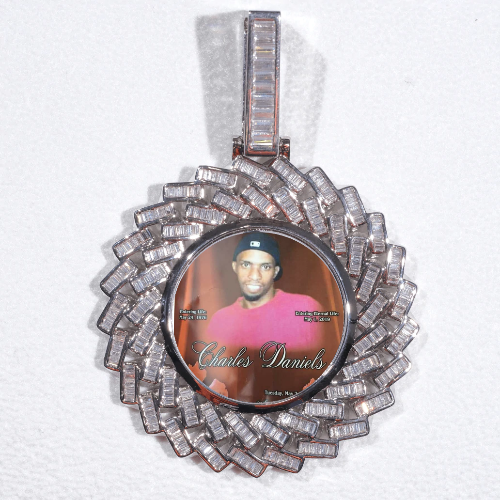 Large 3D Baguette Custom Picture Pendant
