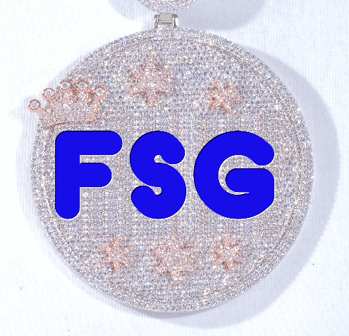 CUSTOM LETTER NECKLACE 3D BIG CROWN DISC