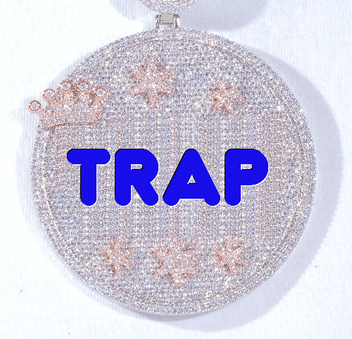 CUSTOM LETTER NECKLACE 3D BIG CROWN DISC