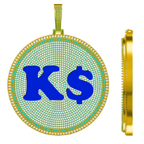 CUSTOM LETTER NECKLACE 3D BIG DISC