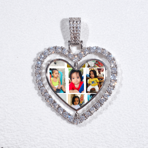 3D Spinning 2-Faced Heart Custom Picture Pendant