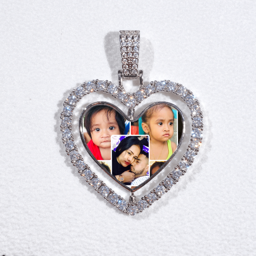 3D Spinning 2-Faced Heart Custom Picture Pendant