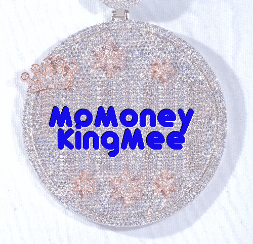CUSTOM LETTER NECKLACE 3D BIG CROWN DISC