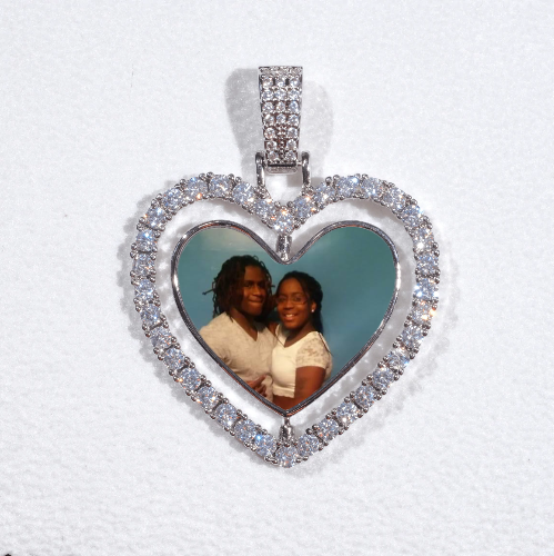3D Spinning 2-Faced Heart Custom Picture Pendant