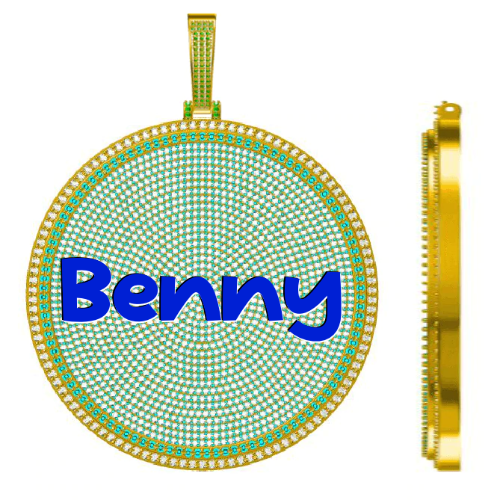CUSTOM LETTER NECKLACE 3D BIG DISC