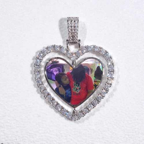 3D Spinning 2-Faced Heart Custom Picture Pendant