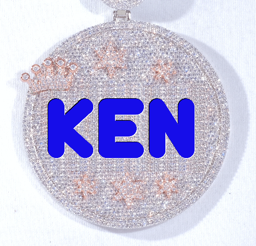 CUSTOM LETTER NECKLACE 3D BIG CROWN DISC
