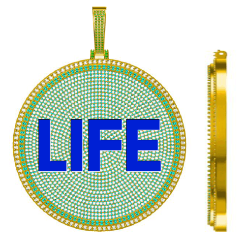 CUSTOM LETTER NECKLACE 3D BIG DISC