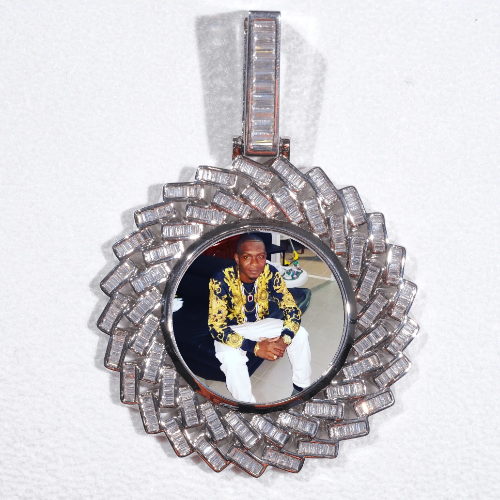 Large 3D Baguette Custom Picture Pendant
