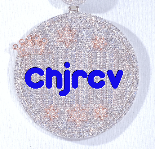 CUSTOM LETTER NECKLACE 3D BIG CROWN DISC