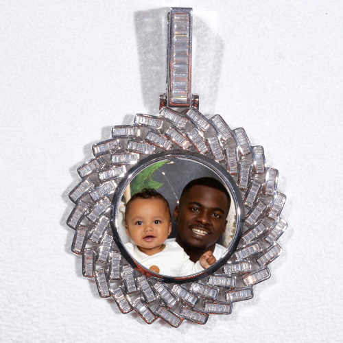 Large 3D Baguette Custom Picture Pendant