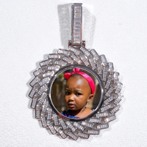 Large 3D Baguette Custom Picture Pendant