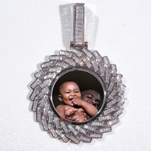 Large 3D Baguette Custom Picture Pendant