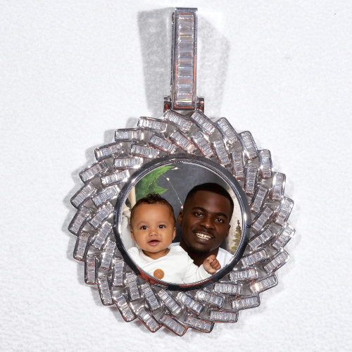 Large 3D Baguette Custom Picture Pendant