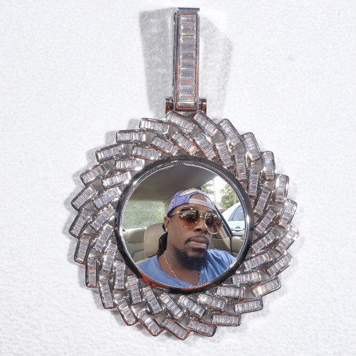 Large 3D Baguette Custom Picture Pendant