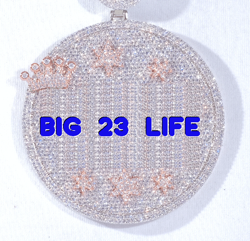 CUSTOM LETTER NECKLACE 3D BIG CROWN DISC