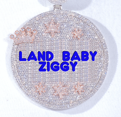 CUSTOM LETTER NECKLACE 3D BIG CROWN DISC