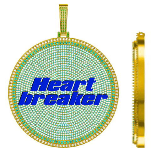 CUSTOM LETTER NECKLACE 3D BIG DISC