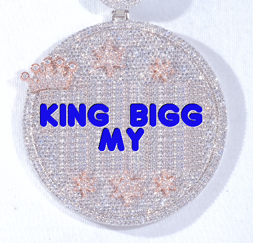 CUSTOM LETTER NECKLACE 3D BIG CROWN DISC