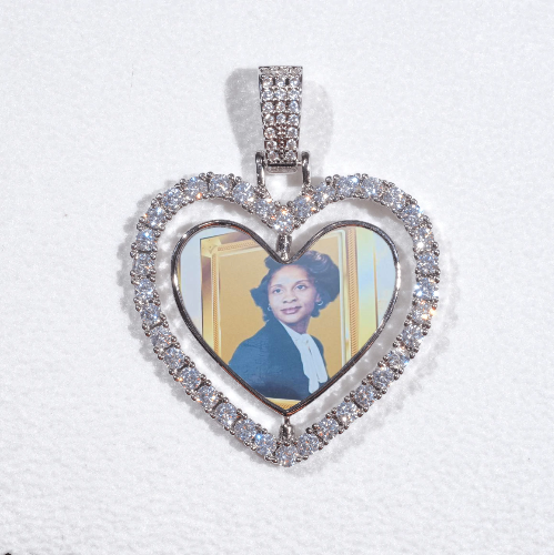 3D Spinning 2-Faced Heart Custom Picture Pendant