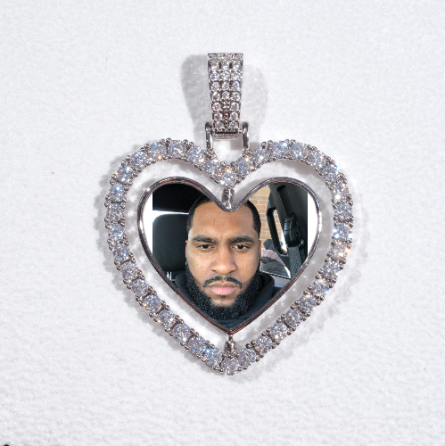 3D Spinning 2-Faced Heart Custom Picture Pendant
