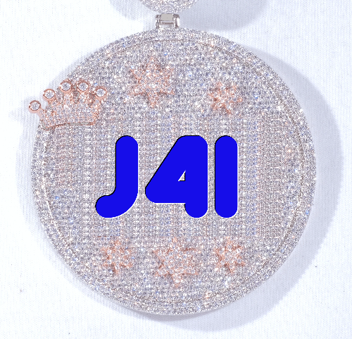 CUSTOM LETTER NECKLACE 3D BIG CROWN DISC