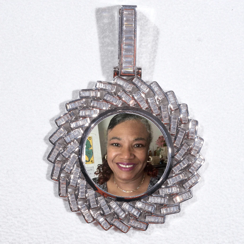 Large 3D Baguette Custom Picture Pendant