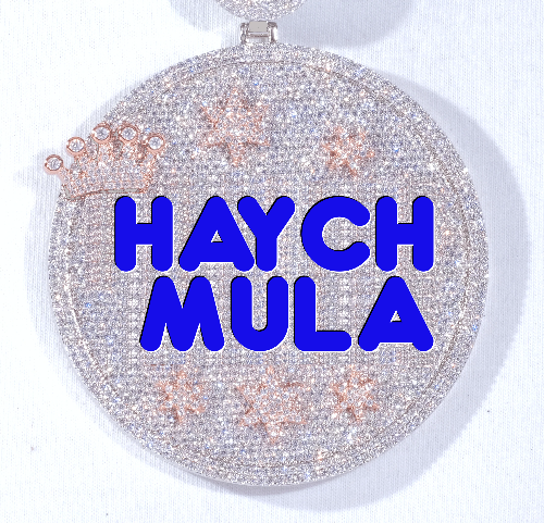 CUSTOM LETTER NECKLACE 3D BIG CROWN DISC