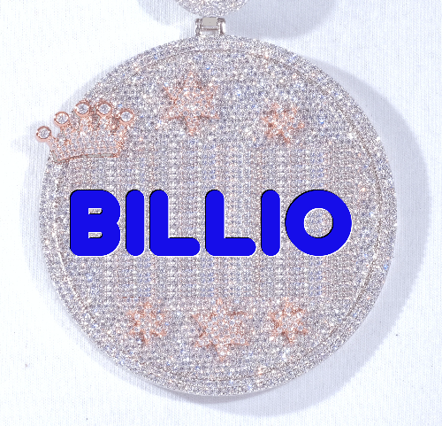 CUSTOM LETTER NECKLACE 3D BIG CROWN DISC