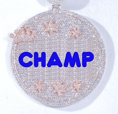 CUSTOM LETTER NECKLACE 3D BIG CROWN DISC