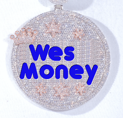 CUSTOM LETTER NECKLACE 3D BIG CROWN DISC
