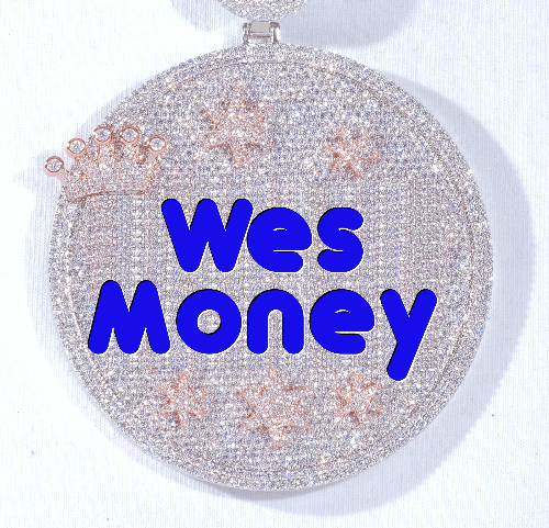 CUSTOM LETTER NECKLACE 3D BIG CROWN DISC