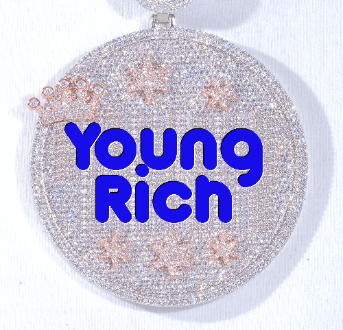 CUSTOM LETTER NECKLACE 3D BIG CROWN DISC