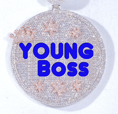 CUSTOM LETTER NECKLACE 3D BIG CROWN DISC