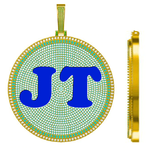 CUSTOM LETTER NECKLACE 3D BIG DISC