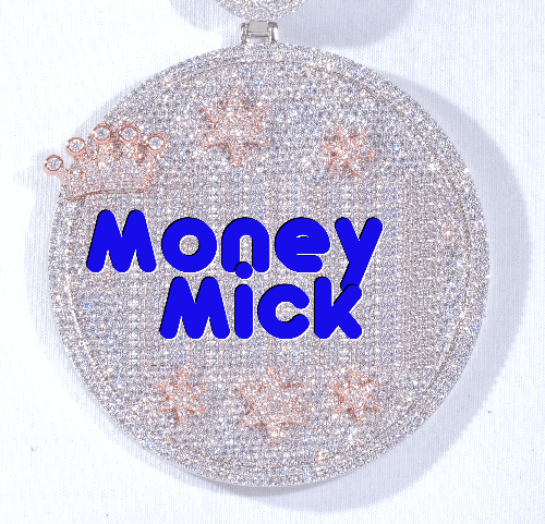 CUSTOM LETTER NECKLACE 3D BIG CROWN DISC