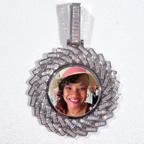 Large 3D Baguette Custom Picture Pendant